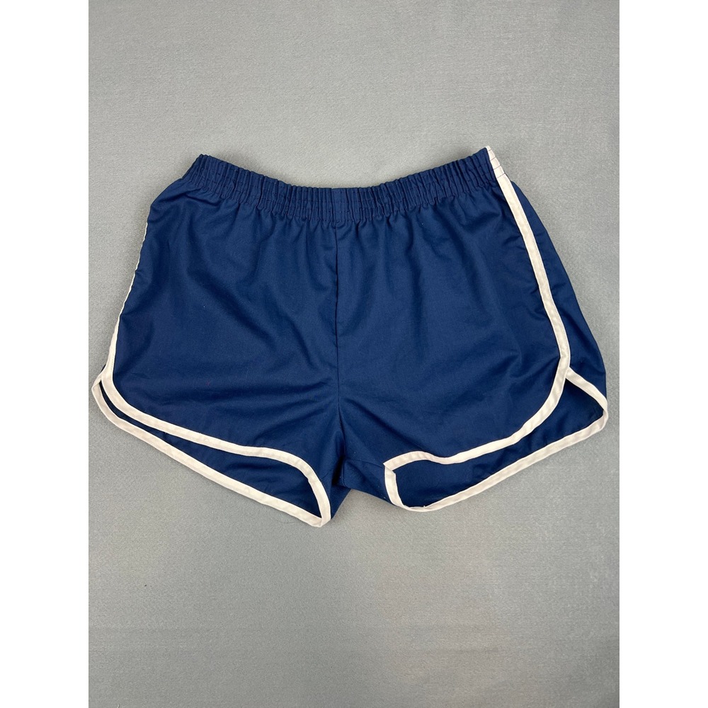 JCPenney Vintage Dolphin Shorts Athletic Retro 80s Sporty Navy Poly Cotton L